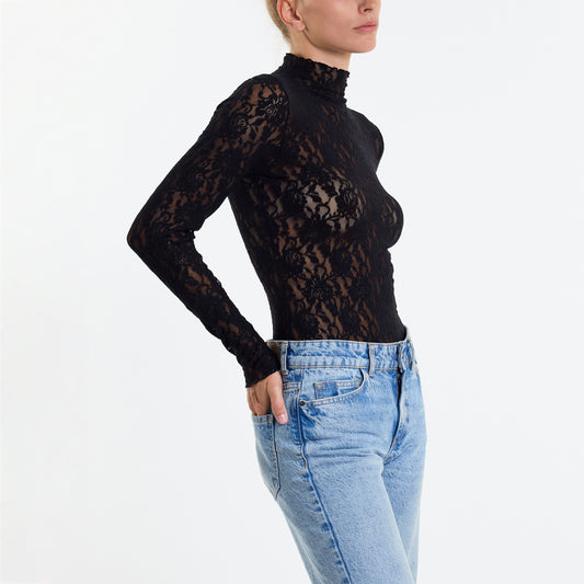 Hanky Panky Signature Lace® Long Sleeve Thong Back Bodysuit 488586