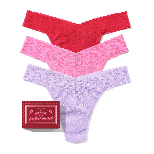 Hanky Panky 3 Pack Signature Lace® Original Rise Valentine's Day Matchbox 48MATCH3PK