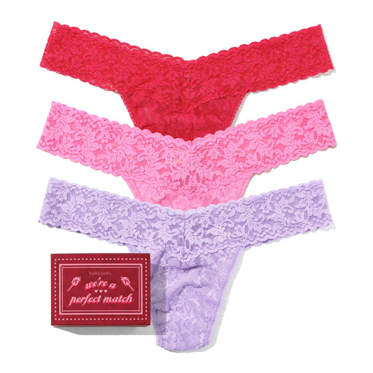 Hanky Panky 3 Pack Signature Lace® Low Rise Valentine's Day Matchbox 49MATCH3PK
