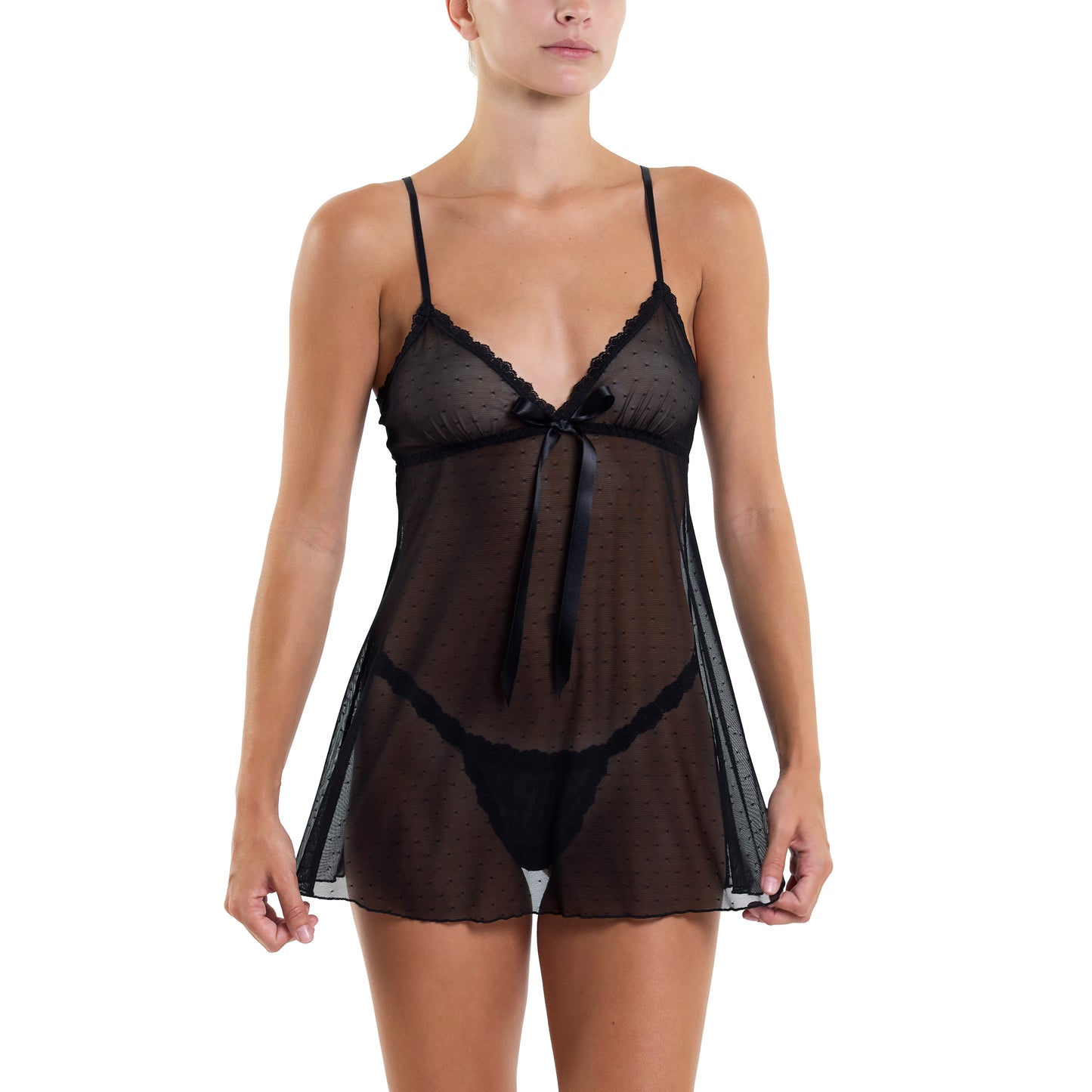 Hanky Panky Dotted Tulle Babydoll with G-string 9P6816