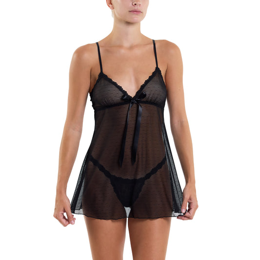 Hanky Panky Dotted Tulle Babydoll with G-string 9P6816