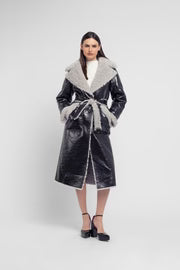 Urbancode Lou Reversible Faux Crackle Leather Coat BJ19224