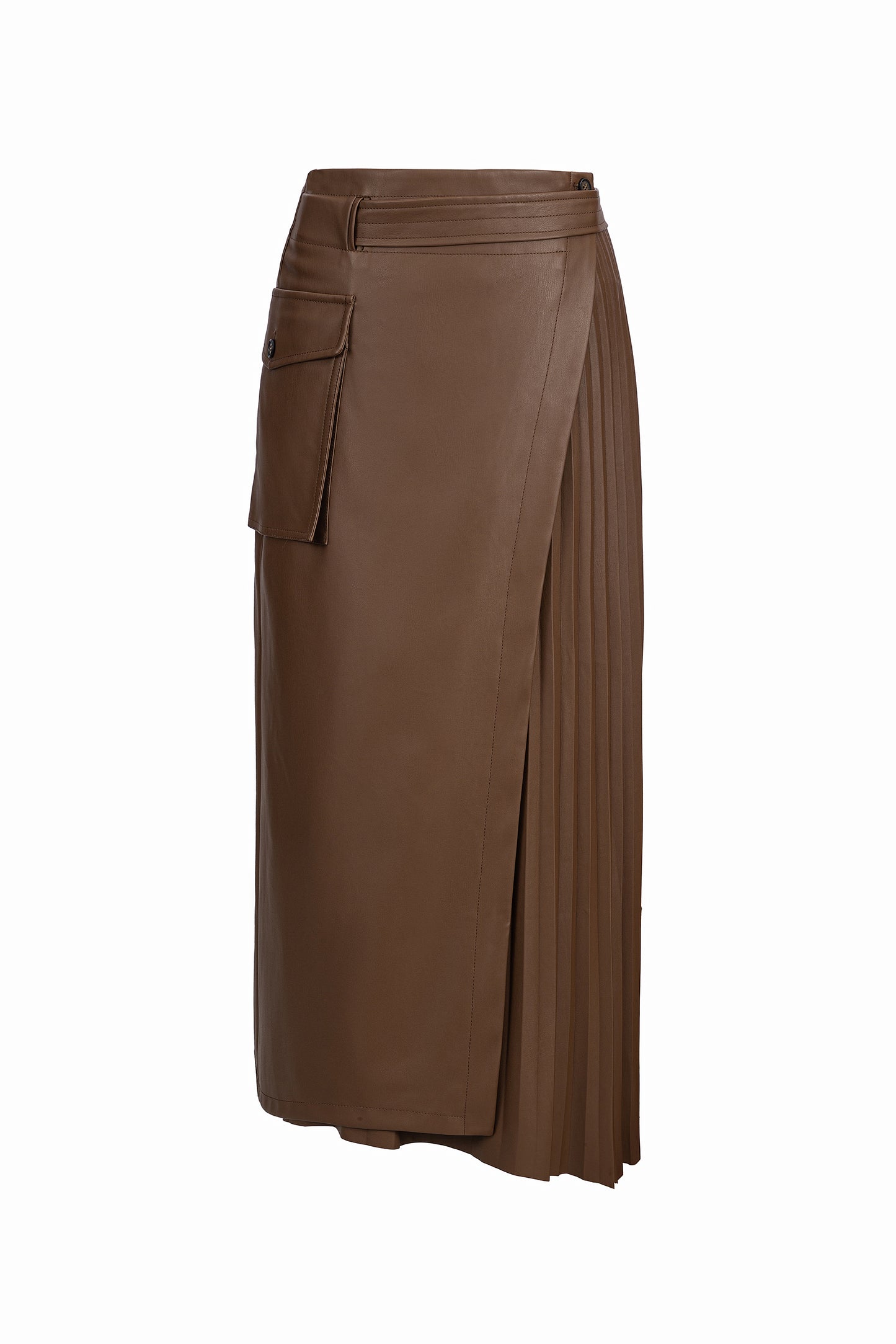 Urbancode Pleated Faux Leather Maxi Skirt
