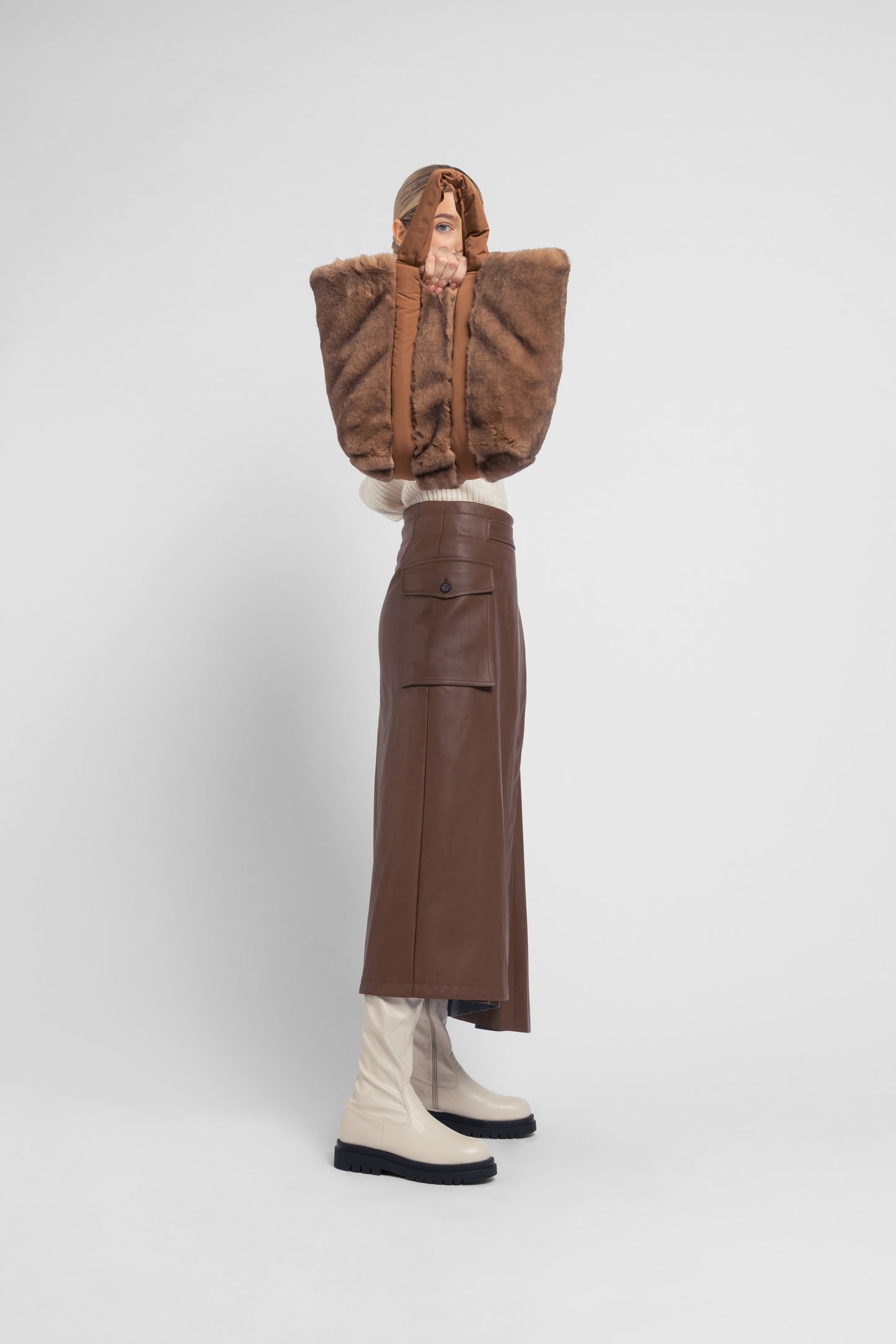 Urbancode Pleated Faux Leather Maxi Skirt