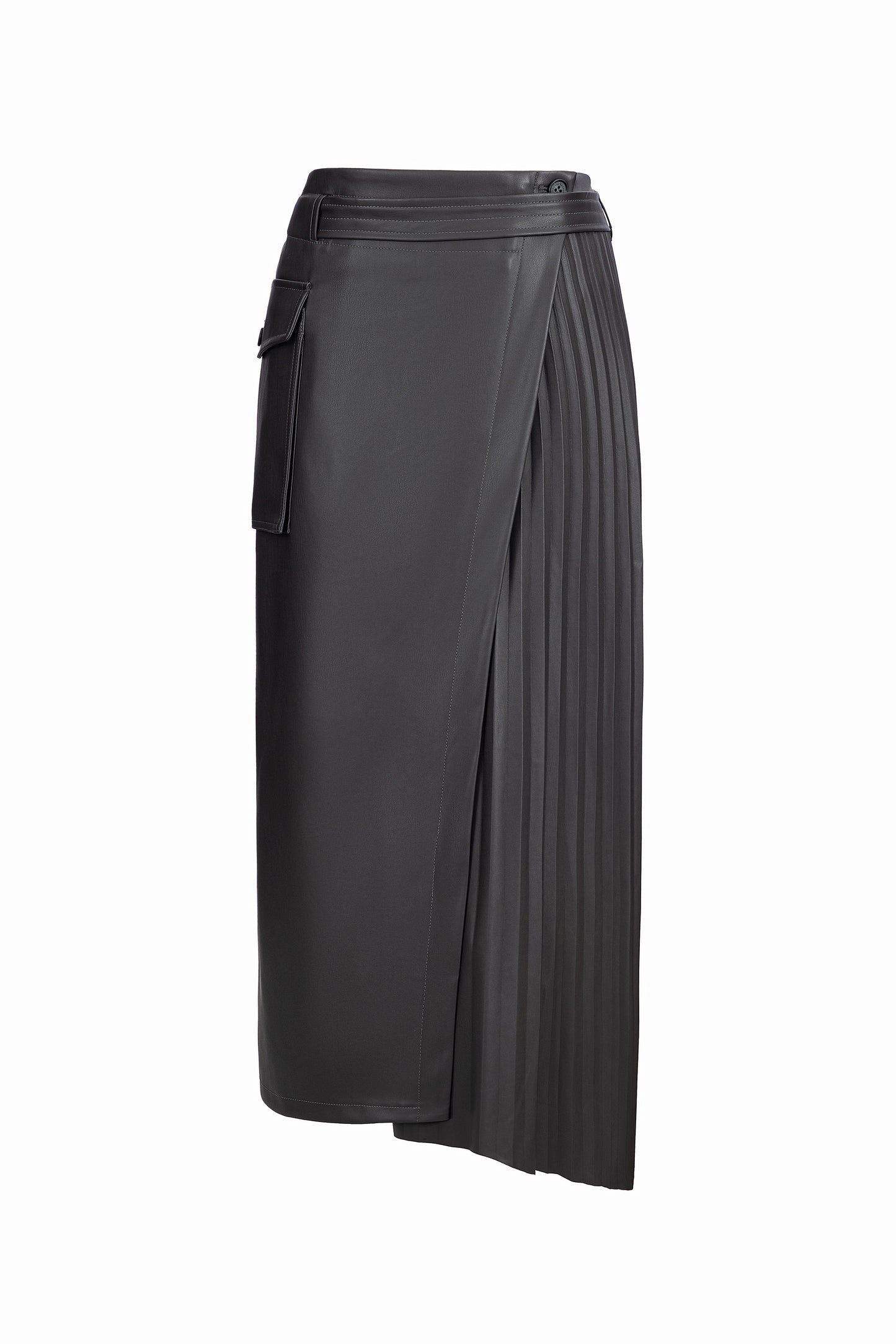 Urbancode Pleated Faux Leather Maxi Skirt