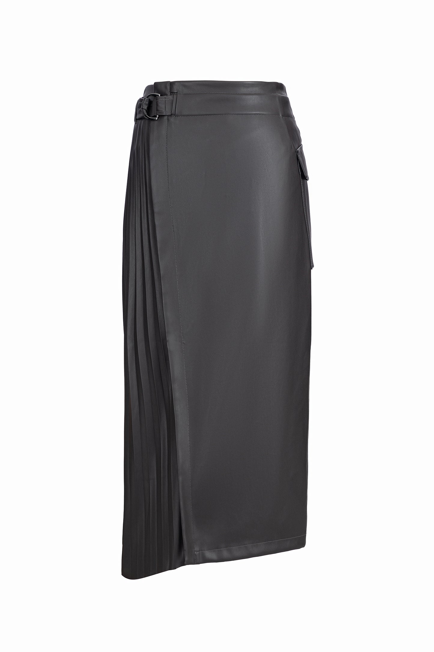 Urbancode Pleated Faux Leather Maxi Skirt