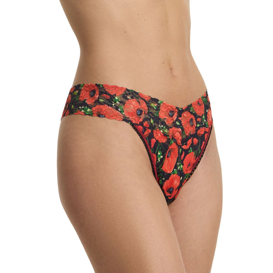 Hanky Panky Printed Signature Lace® Original Rise Thong Poppy Holiday PR4811 PHOB