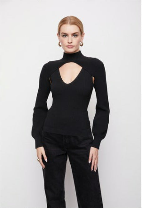 Bailey44 Paisley  Rib Knit Sweater Top 401-D565